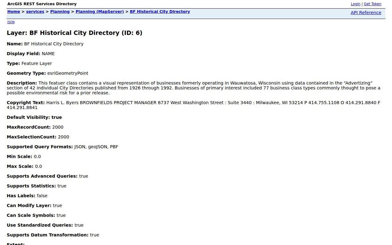 Wauwatosa street directory: historical directory GIS layer fields