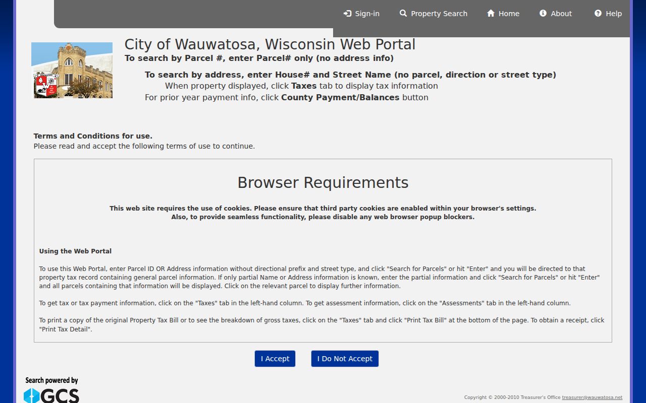 Wauwatosa ZIP code directory: City Tax Web Portal property search for checking parcel and ZIP information